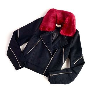 Jella Couture | ladybug faux fur wool moto jacket